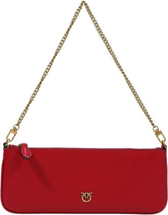 Pinko New Horizontal Flat Vitello Seta - Dames - Schoudertassen - Rood - ONE Size - Leer - Tassen