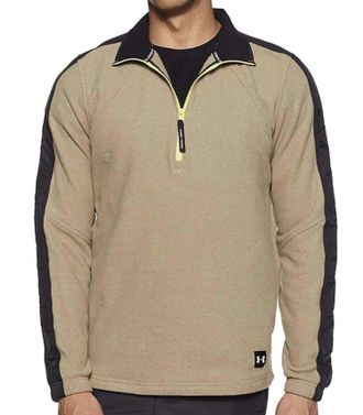 Under Armour Sportstyle Microfleece 1/2 Zip Long Sleeve Top In City Khaki