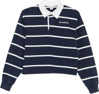 Sporty & Rich Striped-pattern Cropped Rugby Shirt