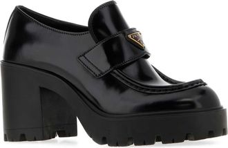 Prada Womens Black Leather Pumps Nero Mocassini Loafers