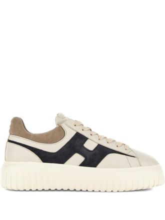 Hogan Beige H-Stripes Leather Sneakers