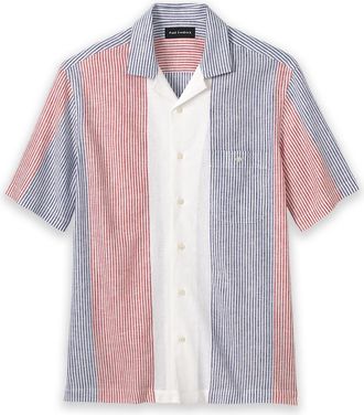 Paul Fredrick Linen Blend Stripe Casual Shirt