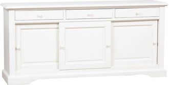 Biscottini International Alacena De Estilo Country De Madera Maciza De Tilo Acabado Con Efecto Blanco Envejecido 197x50x91 Cm