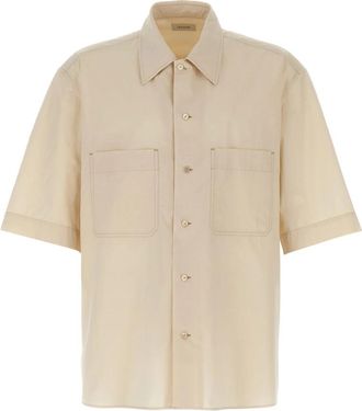 Christophe Lemaire Convertible Shirt - Heren - Korte mouwen Overhemden - Beige - XL - Katoen - Overhemden