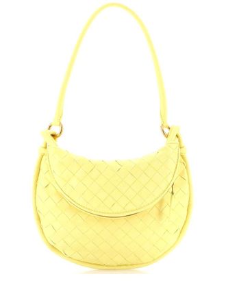 Bottega Veneta Yellow Intrecciato Leather Gemelli Shoulder Bag Small (Authentic Pre-Loved)