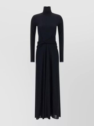 Fabiana Filippi draped long dress fitted waist high neck