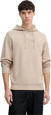 Guess Textured Patch Logo Hoodie - Heren - Hoodies - Beige - M - Katoen - Hoodies & sweatvesten