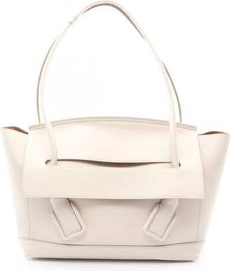 Bottega Veneta White Leather Handbag Tote Bag (Pre-Owned)