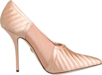Dolce & Gabbana Cipria Nude Satin Mesh Stiletto Pumps Womens Shoes