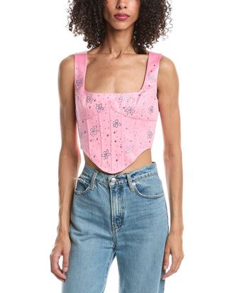 Guizio Guizio Satin Beaded Lace-Up Bustier