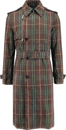 Burberry Bruine Double-Breasted Jas met Riem - Heren - Trenchcoats - Bruin - M - Katoen - Jassen