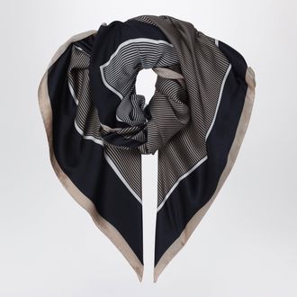 Saint Laurent Stola Cassandre a righe in seta navy e avorio