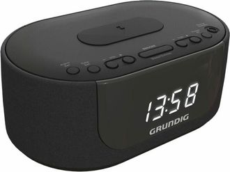 Grundig Scc400, Radio Despertador Fm Cargador Inducci&oacute;n, Doble Alarma, Brillo Ajustable, Pantalla Blanco, Funci&oacute;n Bt, Puerto Usb Cargador, Negro, Para La Mesi