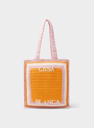 Casablanca Womens Crocheted knit logo tote bag