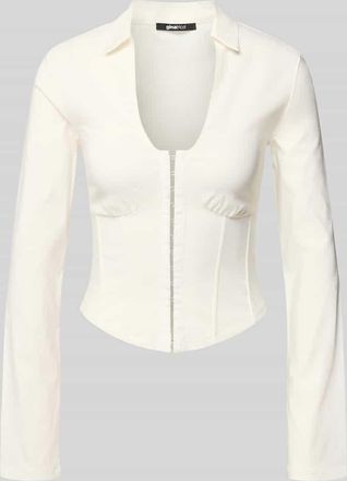Gina Tricot Slim Fit Bluse aus Viskose-Mix in Korsett-Optik in Offwhite, Gr&ouml;&szlig;e 34