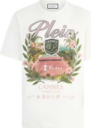 Philipp Plein Round Neck T-Shirt Cannes Tennis Club Men in Offwhite at Nordstrom, Size Xx-Large