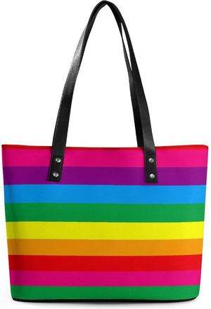 Generic LGBT Rainbow Transgender Flag Tote Bags for Women Cute Shoulder Purses Handbags