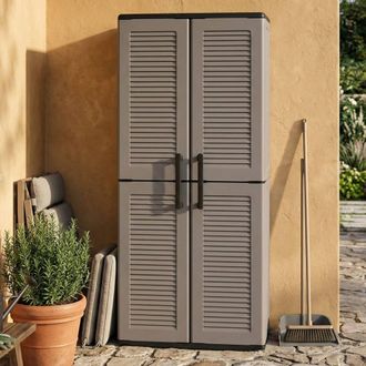 Dmora Armario Exterior O Interior, 2 Puertas Y 3 Estantes De Polipropileno Ajustables, 100% Made In Italy, 68x37h163 Cm, Color Gris, Con Embalaje Reforzado 