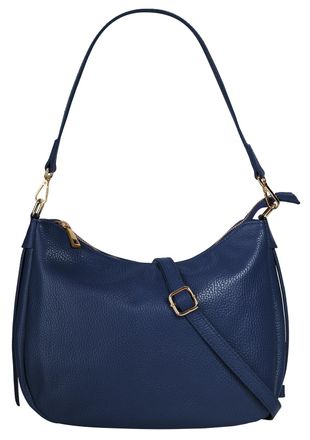 Cluty Umh&auml;ngetasche CLUTY, Damen, Gr. B/H/T: 31cm x 24cm x 7cm onesize, blau, Leder, leicht gl&auml;nzend, unifarben, Taschen Umh&auml;ngetasche, echt Leder, Made in 