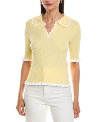 Nanette Lepore Scallop Trim Polo Sweater