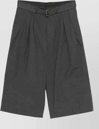 Dries Van Noten belted cotton poplin tailored bermuda shorts