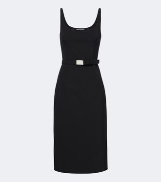 Prada Belted cr&ecirc;pe midi dress