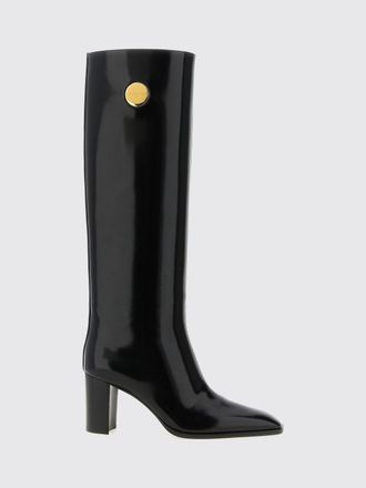 Saint Laurent Stivali al ginocchio in pelle di vitello spazzolata con punta squadrata