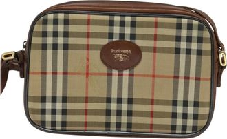 Burberry Nova Check Beige Canvas Shoulder Bag (Pre-Owned)