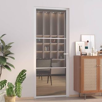 vidaXL Vidaxl - Puerta Interior Vidrio Egs Y Aluminio Blanco 83x201,5 Cm