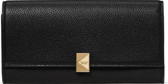 Kate Spade New York deco large pebbled leather flat wallet in Black at Nordstrom