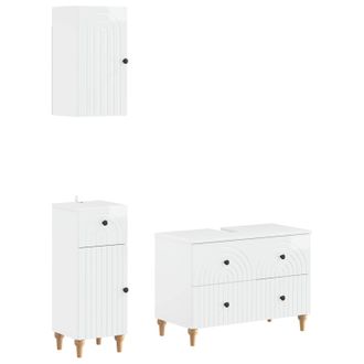 vidaXL Juego De Armarios De Ba&ntilde;o De 3 Piezas Alkmaar Blanco Brillante Vidaxl
