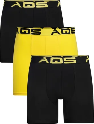 AQS Classic Fit Boxer Briefs - Pack of 3 in Black/yellow/black at Nordstrom Rack, Size X-Large