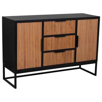 Wanderlust Deco Aparador de 3 cajones y 2 puertas de madera y metal 120x40,5x81