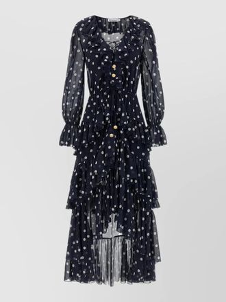 Self Portrait polka dot georgette maxi dress ruffle detail