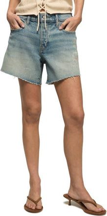 Lucky Brand Floral Embroidered Baggy Denim Cutoff Shorts in Heart Throb Wash at Nordstrom, Size 25