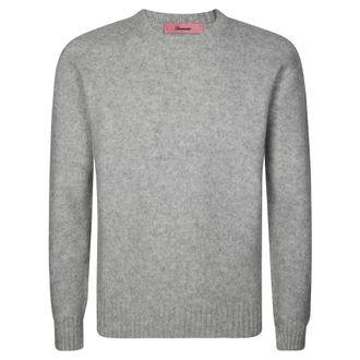 Drumohr Round-neck Knitwear, male, Gray, Size: 2XL Soft Crew Neck Sweater