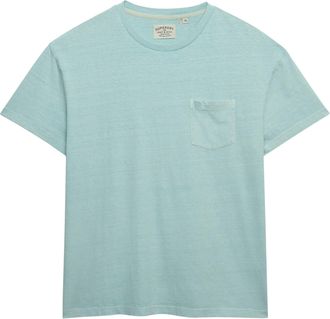 Superdry Rundhalsshirt SUPERDRY COTTON CLASSIC LINEN PKT TEE, Herren, Gr. XXL, aquamarine blau, Single Jersey, Obermaterial: 80% Baumwolle, 20% Leinen, unifarb