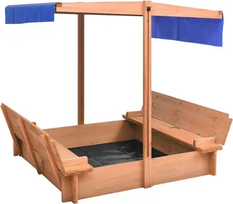 vidaXL Vidaxl - Arenero Con Techo De Madera De Abeto 112x112x112 Cm