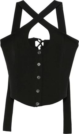 Rhizome Rosemary corset top - women - Cotton/Rayon/Spandex/Elastane - L - Black