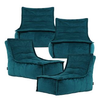Icon Brand Dolce Large Beanbag Lounger, Velvet (4-Pack) in Teal
