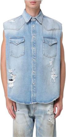 Maison Margiela Heren, Overhemden, Blauw, Maat: M Denim