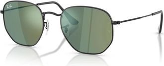Ray-Ban Hexagonal Flat Lenses - unisex - Zonnebrillen - Zwart - 54 MM - Leer - Accessoires