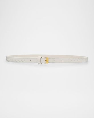 Bottega Veneta Watch-Buckle Intrecciato Skinny Leather Belt