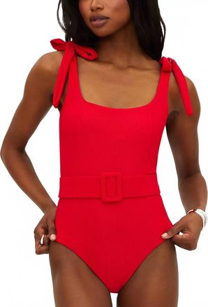 Beach Riot Sydney Belted One-Piece Swimsuit In Red