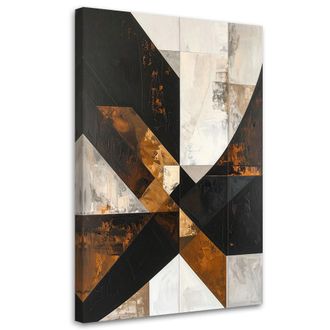 Feeby Cuadro En Lienzo, Abstracci&oacute;n Geom&eacute;trica Textura Marr&oacute;n, 80x120