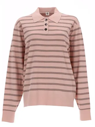 The Garment Pink Madison Viscose-Blend Striped Polo Shirt