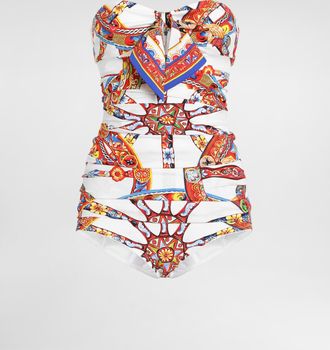 Dolce & Gabbana Carretto-print Charmeuse Top - Woman Shirts And Tops Multicolor 36