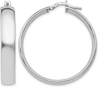 Diamond2Deal Sterling Silver Polished Hinged Round Hoop Earrings
