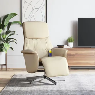 vidaXL Vidaxl - Sill&oacute;n Reclinable De Masaje Con Reposapi&eacute;s Tela Color Crema