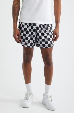 Market SMILEY Checkerboard Mesh Shorts in Black/White at Nordstrom, Size Xx-Large